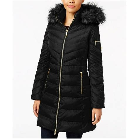 michael michael kors faux fur trim asymmetrical down coat|macy's Michael Kors puffer coat.